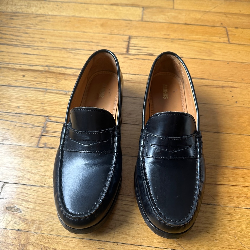 ALOHAS Black Leather Loafers